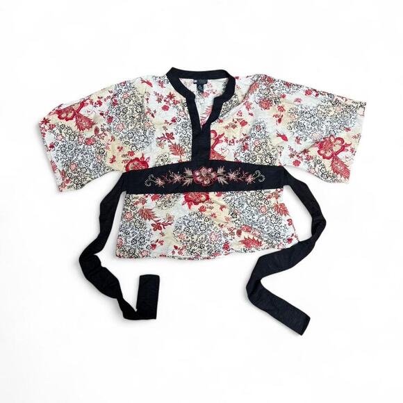 vintage 90's silk beaded baby doll kimono blouse large/x‎ large - Picture 2 of 7